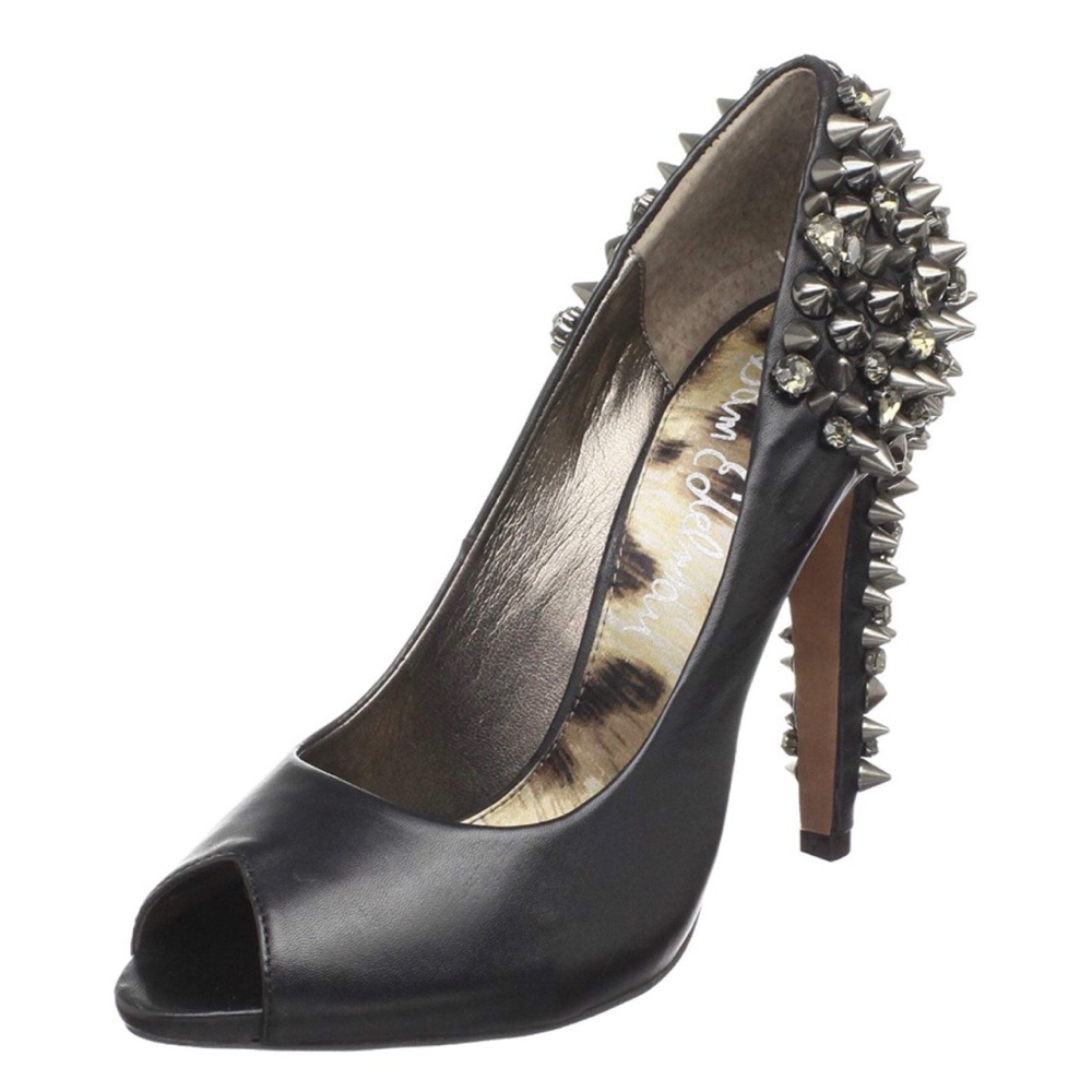 Sam Edelman Lorissa black leather spiked heels